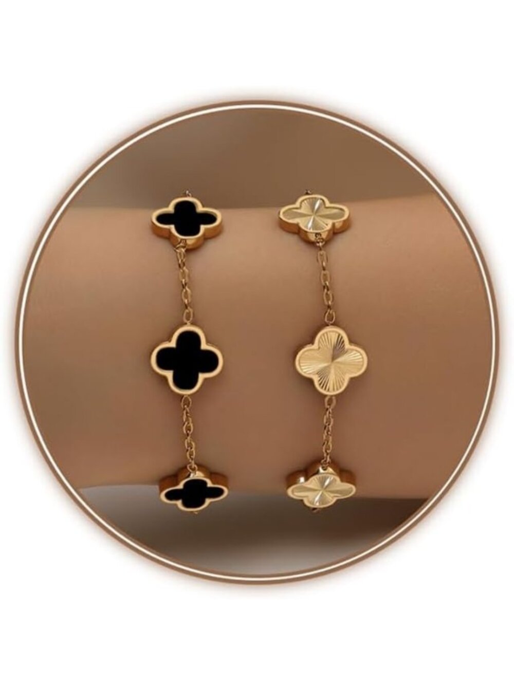 18K Gold Plated Adjustable Clover Bracelet - Trendy Four Leaf Flower Jewelry